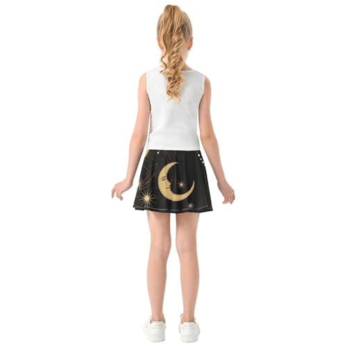 Girls' Shorts Athletic Skorts Golden Sun Moon Kids Tennis Skirts Cute Pleated 3t4