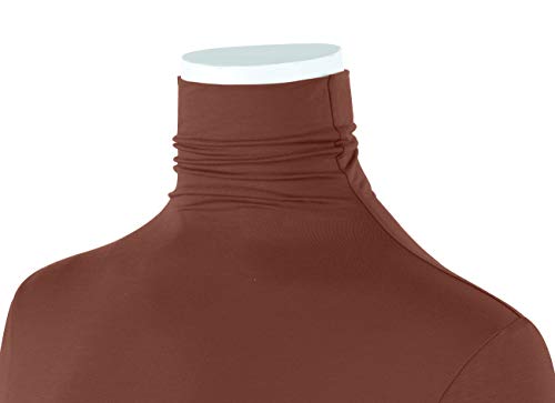 Image of AUHEGN Women's Long Sleeve Short Sleeve Lightweight Turtleneck Top Slim Fit Pullover T-Shirt (S-XXL)