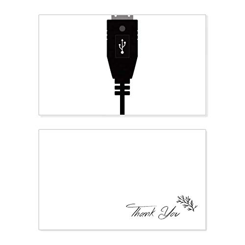 Cabo de carregamento USB preto padrão cartão de agradecimento aniversário cumprimentos casamento agradecimento
