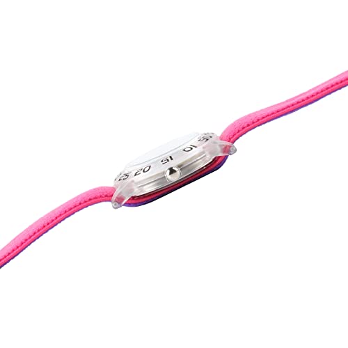 Disney Minnie Mouse Kids' Plastic Time Teacher Analog Quartz Nylon Strap Watch, Clear/Dk Pink Dk Purple #TOP3