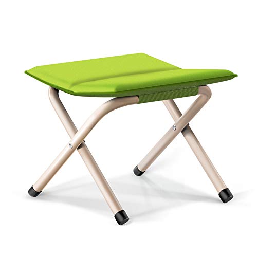 Footstools Folding Stool Portable Lightweight Folding Chairs Aluminum Fishing Seat Linen Fabric with Cushion Available Green for Camping Walking Camping Hiking Festival Garden Max. Living Room Chair