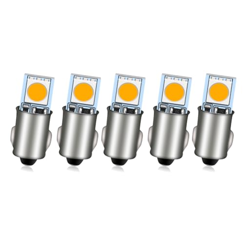 Ruiandsion BA7S Instrument LED Light Yellow Flashing AC DC12V Non-Polarity 5050 2SMD Chipset LED Bulb for Car Interior Dashboard Warning Light Pack of 5