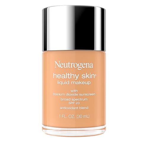 Neutrogena Healthy Skin Liquid Foundation Makeup with Broad Spectrum SPF 20 Sunscreen, Lightweight, Medium Coverage Makeup with Sunscreen and Pro-Vitamin B5, Soft Beige 350C, 1 fl. oz
