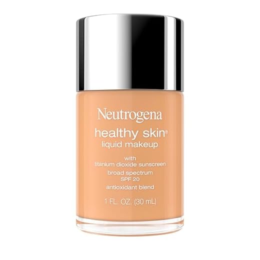 Neutrogena Base de maquillaje líquido para piel saludable, amplio espectro SPF 20 protector solar, base ligera y sin imperfecciones, con vitamina E antioxidante y fiebre, 50 beige suave, 1 onzas