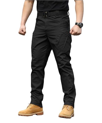 Canadaify Tactical Waterproof Pants for Men, Stretch Hiking Pants Lightweight Multi Pockets with No Belt,Wear-Resistant Cargo4