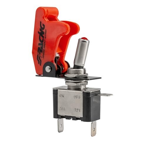 Simoni Racing ISR/1-L Interruttore Universale con Led, Interruttore a Levetta, Interruttore a Bilanciere, Starter a Due Vie, Rosso con Led Rosso