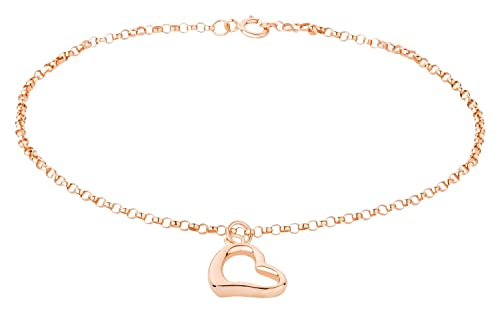 Ardeo Aurum Damen Armband aus 375 Gold Roségold Charm Ankerkette 1,5 mm Breite und 18 cm Länge mit Federringverschluss