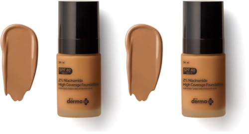 Image of The Derma Co 2% Niacinamide Medium Coverage Matte Liquid Foundation | With 1% Hyaluronic Acid | Spf 40 Pa+++ | For 12 Hour Long Stay & Oil Control | For All Skin Types - 07 Cinnamon (Pack of 2)