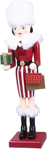 Joylern Christmas Lady Nutcracker Figurines - Wooden Nutcracker Soldier for Xmas Tree & Table Decoration - 38cm - Thumbnail 4