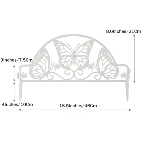 Miupoo Plastic Garden Picket Fence Panels,Garden Edging Decorative Border,Decorative Garden Fence,Flowerbeds Plant Borders,8 Pieces,Overall 368cm,White - Image 2