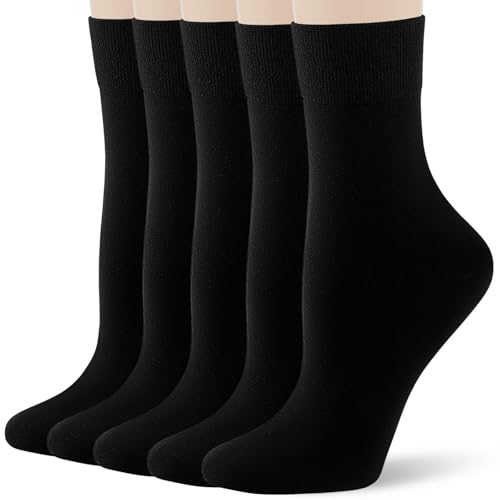 Image of FGZ Women's Crew Socks 5 Pairs Soft Combed Cotton,Breathable Everyday Casual Socks for Women
