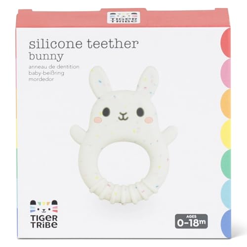 Image of Tiger Tribe Baby Silicone Teether - Bunny Shape, BPA-Free, Soft Relief for Teething, Sensory Toy for Newborns and Infants 0-18 Months
