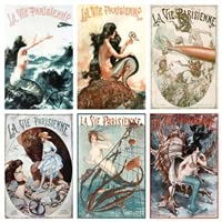World Buyers Designs On Mini Rectangle Matchboxes. 6 Designs. La Vie Parisienne Mermaid Matchboxes. Boxes Have The Same Image On Each Side. (Ann431) #TOP7