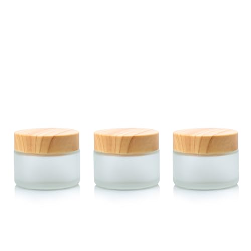 Elegant Wood Grain Glass Cream Jars, 50ml – Set of