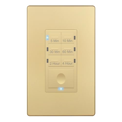 Image of ENERLITES 4-Hour Neutral Countdown Timer Switch for Exhaust Fans, Gold