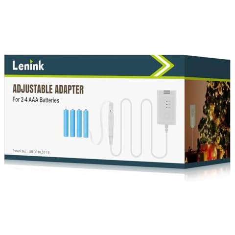 Lenink Adjustable AC Power Supply Adapter for 2 AAA 3 AAA 4 AAA Batteries, 3V, 4.5V, 6V, AAA Battery Replacement Adapter (White) Cover