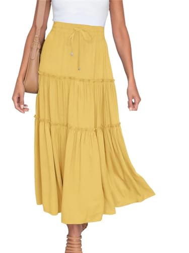 Jupe Longue Lin Coton Femme Taille Haute – Légère, Décontractée, Look Vacances Plage