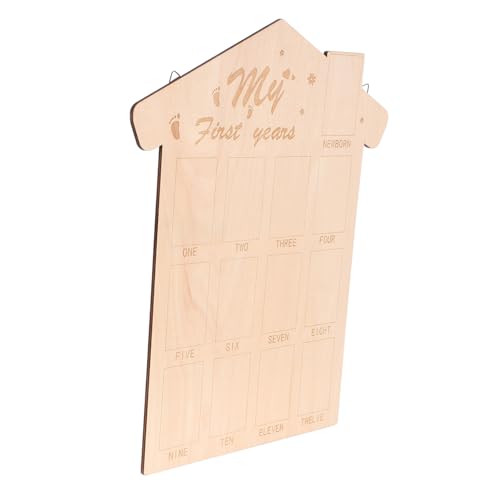 Yardwe 12 Months Baby Photo Frame Wooden Board First Year Keepsake Baby Picture Display Home Art
