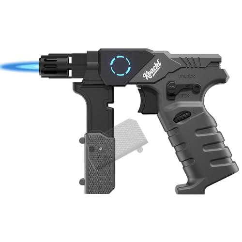 31cKFmBmvWL. SL500 KOACKL Butane Torch Lighter with Blue Light - Refillable Kitchen Torch for Cooking, BBQ & Soldering, Ergonomic Handle Adjustable Flame & Safety Lock Creme Brulee Torch (Butane Not Included)