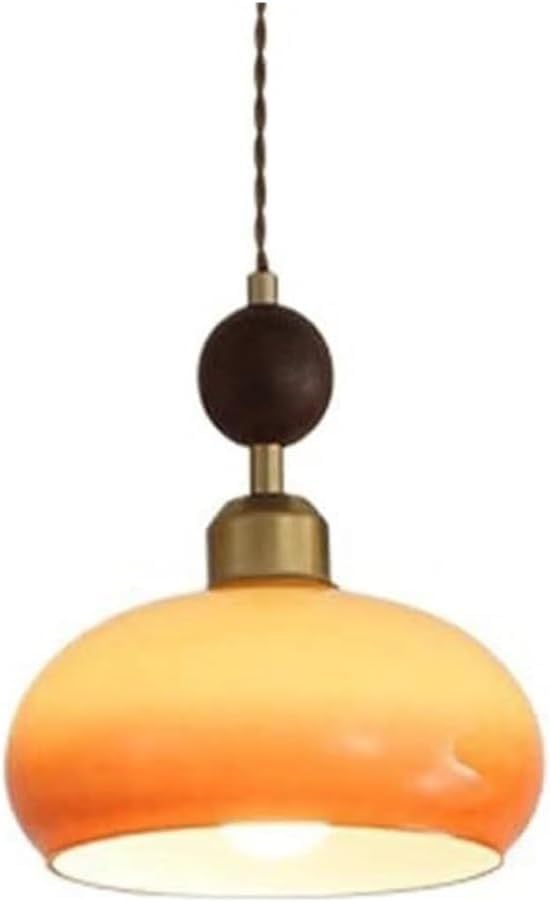 Mid Century Glass Bedside Light Japanese Style Retro Single Head Kitchen Island Hanging Lamp Nordic Creative Dining Room Chaner for Living Room Bedroom Bar Counter Dining Table