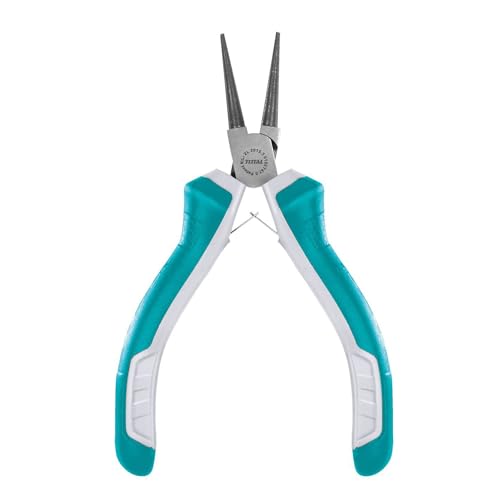 TOTAL - Alicate Mini de Punta Redonda - 115 mm - Ideal Para Joyería - Compacto y Versátil - Máxima Precisión - Fabricado en Cromo Vanadio - Mango Bimaterial