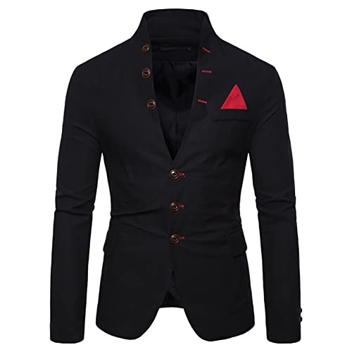Mens Casual Solid Color Blazer Multi-Buttons Slim Fit Sports Coat for Wedding