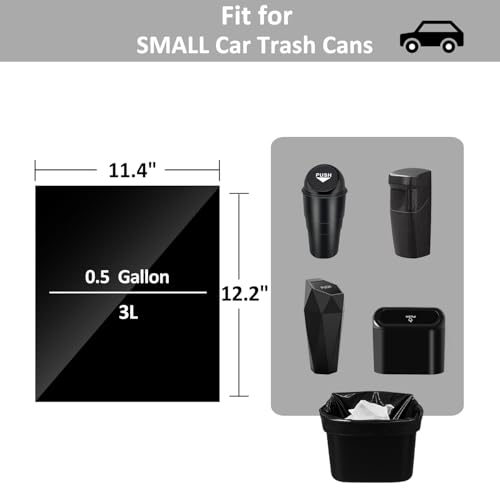 Image of Teivio Black Trash Bags for Mini Car Trash Can, 250 Count 0.5 Gallon Portable Small Disposable Car Garbage Bags,Cars Accessories, Plastic Desktop Trash Bin Liners for Cars /Home /Office /Dog /Poop