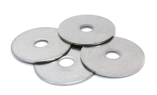 Image of Pack of 100 Stainless Steel Fender Washers - 1 /4 x 1-1 /4-Inch Bolt Dropper Flat Washers for Screws and Bolts - Corrosion Resistant for Wood, Metal, and Wet Environments