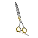 Sharf Pet Thinning Shears Gold Touch 7' 46-Tooth Professional Dog Grooming Scissors, Slim Pointed...