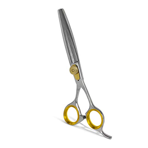 Sharf Pet Thinning Shears Gold Touch 7" 46-Tooth Professional Dog Grooming Scissors, Slim Pointed Tip Shear, Sharp 440C Japanese Stainless Steel Dog Thinning Scissors. #TOP6