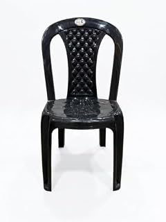 Bharat Sales Premium Plastic Chair for Home & Outdoor Use | Heavy Duty Arm Chair | Strong & Durable Moulded Chair | Comfortable Backrest Design | Lightweight Stackable Chair (Black) (1)