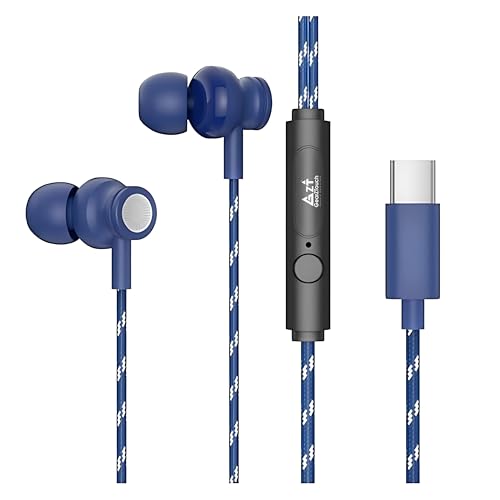 Image of BLAAST'C TypeC Wired Earphone with Powerful HD Mic for Clear Sound, Deep Bass Sound, HD Calling, in-Line Volume Control & Noise Cancellation Compatible with only TypeC Jacks in Mobiles-BLUE