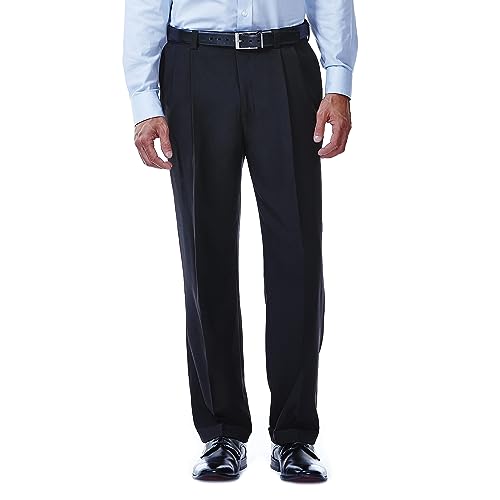 Haggar Men's E-CLO Repreve Stria Pleat Front Dress Pant