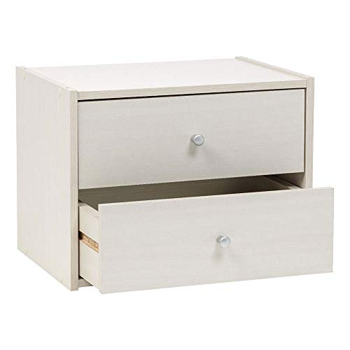 Image of IRIS USA 2-Drawer Modular Wood Stacking Storage Box, for Office Closet and Nightstand, Easy Assembly, Stacking Storage Boxes, White