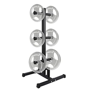 Weight Plate Rack 2 inch Barbell Plates, Olympic Weight Plate Rack Tree w/ 2 Barbell Holder, Dumbbell Weight Organizer…