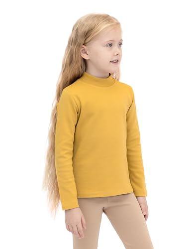Image of Lilax Girls' Basic Long Sleeve Mock Turtleneck Cotton T-Shirt