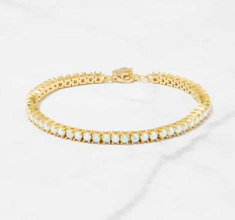 IVANKA 3mm Opal Tennis Bracelet, Fire Opal Bracelet, October Birthstone, Dainty Opal Bracelet, Opal Bracelet Bridal Bracelet For Women3