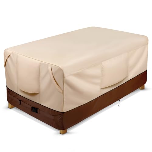 COSFLY Waterproof Patio Furniture Table Covers Durable, Rectangular Outdoor Coffee Table Covers - Fits up to 74L x 47W x 28H inches 74"L x 47"W x 28"H Brown
