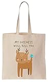 100% Natural Finest Prints My Cuteness Will Kill You Dangerously Cute Deer Cotton Canvas Tote Bag