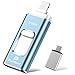 【多機能データ管理】512B USBメモリー 4in1 iphone対応usbメモリUSB 3.0 フラッシュドライブ IOS/USB/Type-C/micro usb フラッシュメモリ 両面挿しスマホ USB メモリー データ 転送保存 写真 バックアップアイフォン用 外付けメモリ スマホ 容量不足解消 Phone16/ 15/XR/X/SE各種対応（ライトブルー）