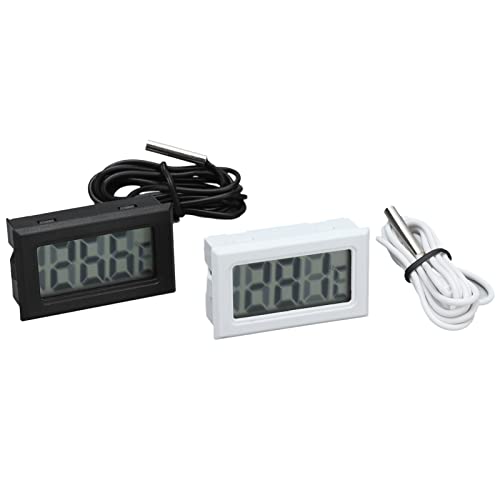 VOBOR 2 pièces thermomètre numérique électronique Thermostat compteur de température 2 s rafraîchir avec sonde fournitures industrielles(noir + blanc) Cover