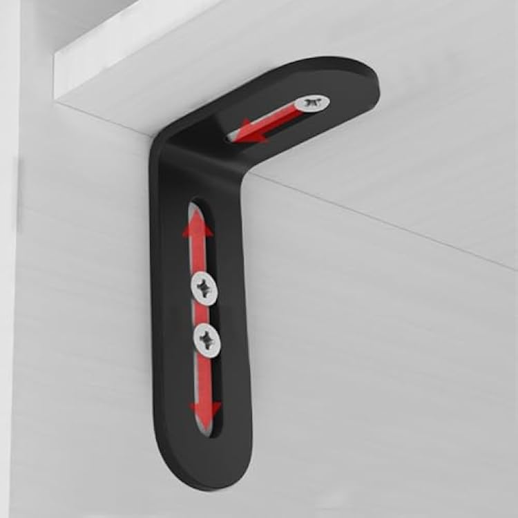 8 Pairs Slotted L Bracket, Adjustable Angle Corner Brace, Heavy Duty Steel Joint Right Angle Shelf Support for Shelves