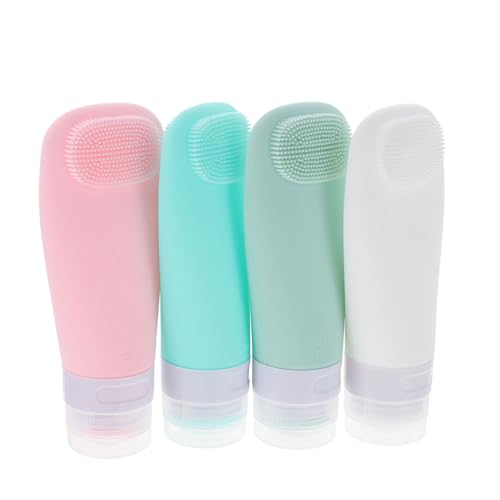 MUCKLILY 4Piezas Cosméticos de Multiusos Recipientes de Viaje Lociones Gel de Ducha y Champú Material Suave y Duradero