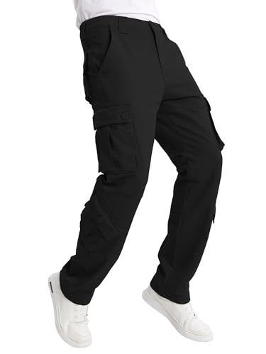 Match Mens Multi-Pocket Cargo Pants with Drawstring Waist for Outdoor Work Daily Wear