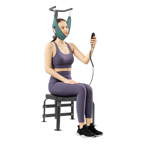 MEIWAIZX Electric Neck Traction Chair, 6000n Load Posture Corrector Device with Chair, Back Stretcher Machine, Cervical Vertebra Traction Chair for Home, Rehabilitation Centers, Sanatoriums