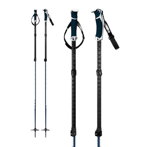 G3 Genuine Guide Gear VIA Aluminum Ski Poles, Tough Adjustable Two Piece ski Pole, Ergonomic Dual Density Grips, QuickFlick Utility tab, Removable Backcountry Strap, Pair (Long)
