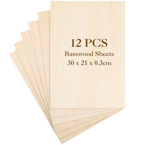 12 PCS Balsa Wood Sheets 300x210x3mm Balsa Wood Thin BalsaWood Board for Home Decoration Arts DIY Crafts Projects Woodcraft Model Painting and Engraving
