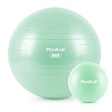 PhysKcal Exercise Ball with Pilates Ball Set for Yoga, Workout, Physical Therapy, Birthing Pregnancy- Swiss Ball for Office Chair, Balance, Stability, (Light Turquoise, S (18-21''/48-55cm))