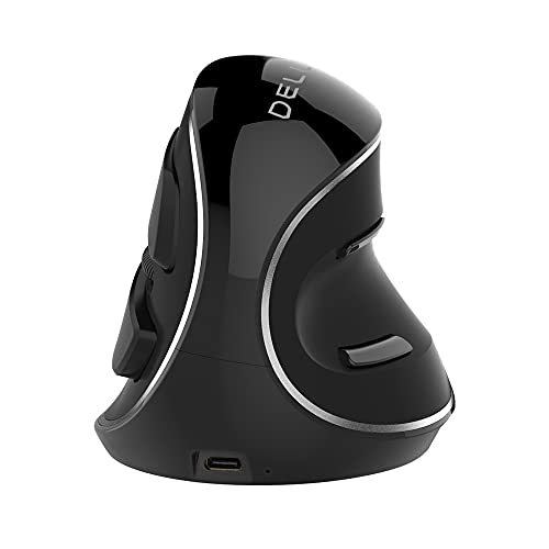 Image of DELUX Wireless Ergonomic Vertical Mouse, Rechargeable Ergo Mouse for Large Hands, Slient Click, Removable Wrist Rest, Up to 4000 DPI, 6 Buttons,2.4G Dual Mode, Compatible with Laptop /PC (M618PD-Black)