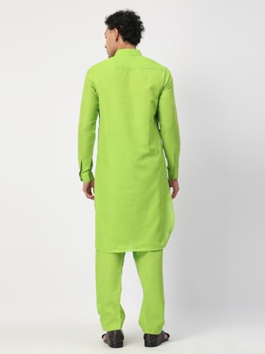 Image of Men's Traditional Pathani Kurta Salwar Set, Red, Long Sleeve, Collared Neck, Cotton Blend, Ethnic Wear